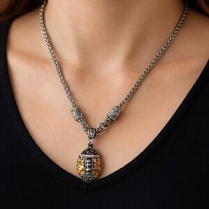 Football Necklace Silvertone Chain 18”